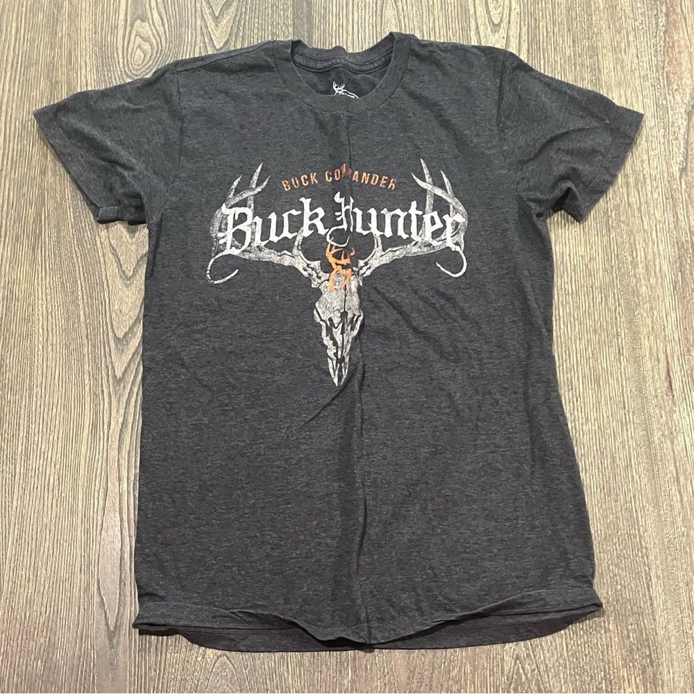 Buck Commander Graphic T-Shirt Short Sleeve Crewneck Cotton Blend Gray Size S